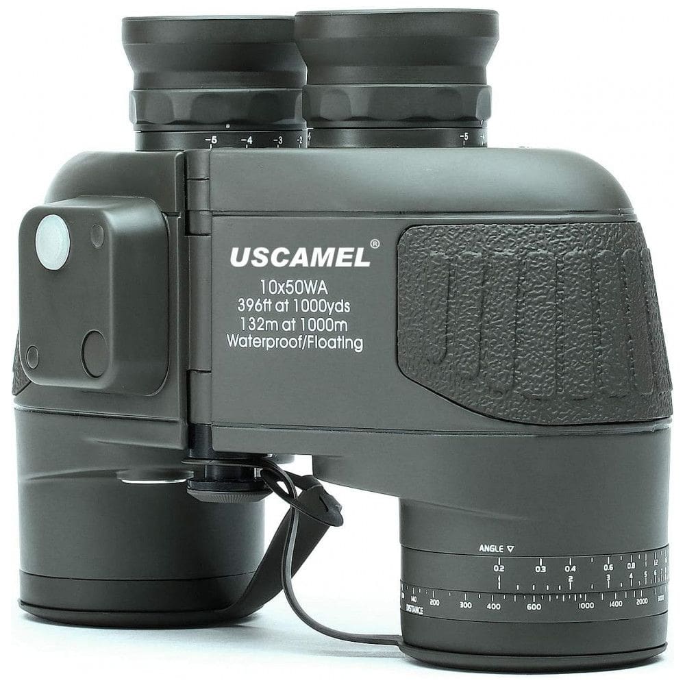 Binóculos 10x50 com Bússola Telêmetro e À prova d, Visão 914 Metros, USCAMEL UW004, Preto