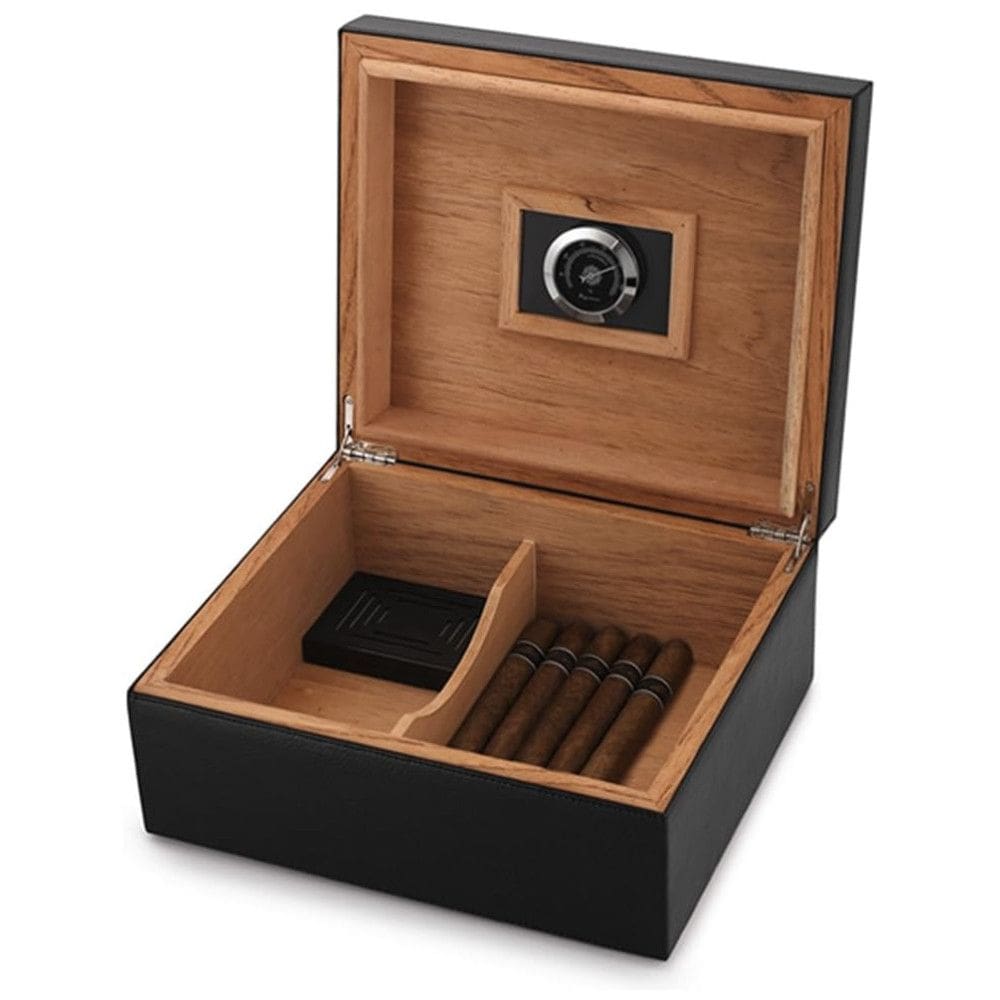Estojo de Charutos em Couro, Capacidade para 25-50 Charutos, Design Elegante, Caixa de Cedro Espanhol Maciço, Controle de Umidade,MEGACRA.