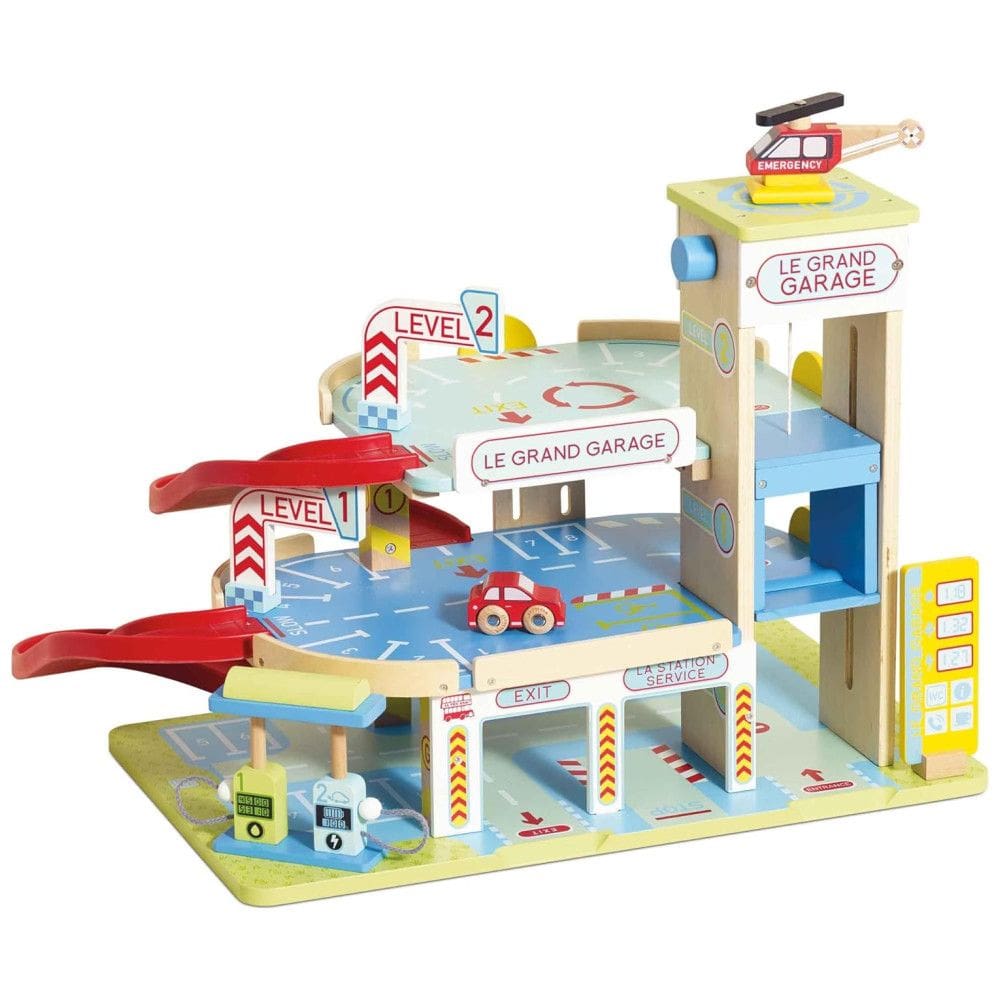 Conjunto de Garagem de Madeira para Brinquedo com Carros, Aviões e Motocicletas - Le Toy Van