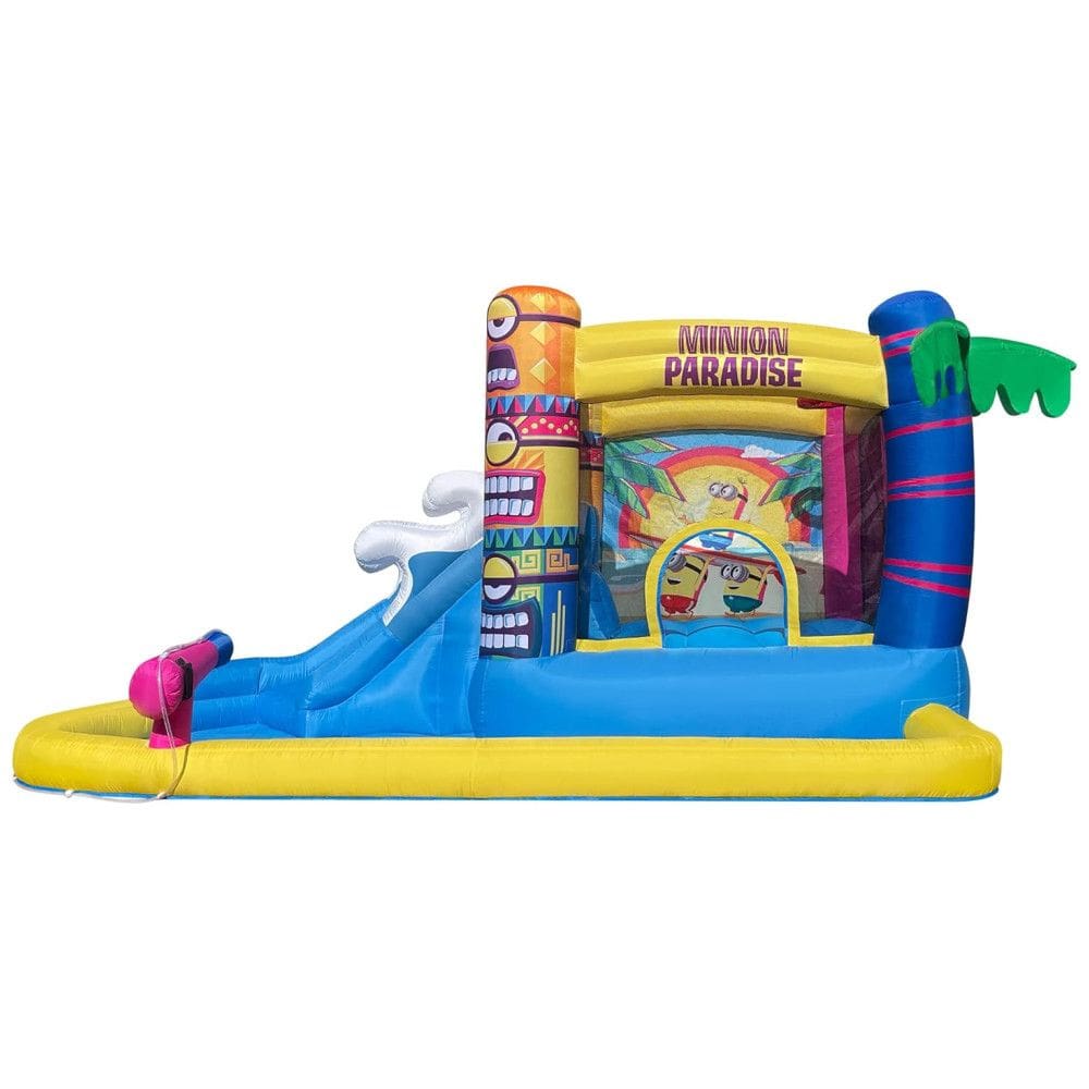 Pula Pula Inflável dos Minions com Escorregador, Toboágua, Canhão de Água e Piscina de Bolinhas para Crianças, Funormous, Colorido