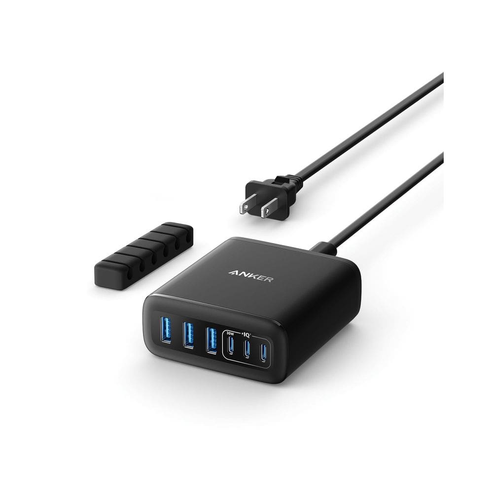 Estação de carregamento Charger Anker USB-C 112W de 6 portas preta