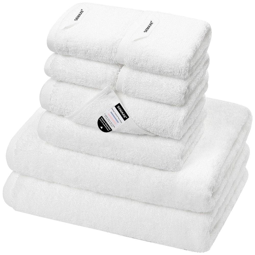 Jogo de Toalhas, Ultra Macia e Absorvente com 8 Peças, Material 100% Algodão, Alças para Pendurar e Etiquetas de Ciclo de Vida Nano-Bio