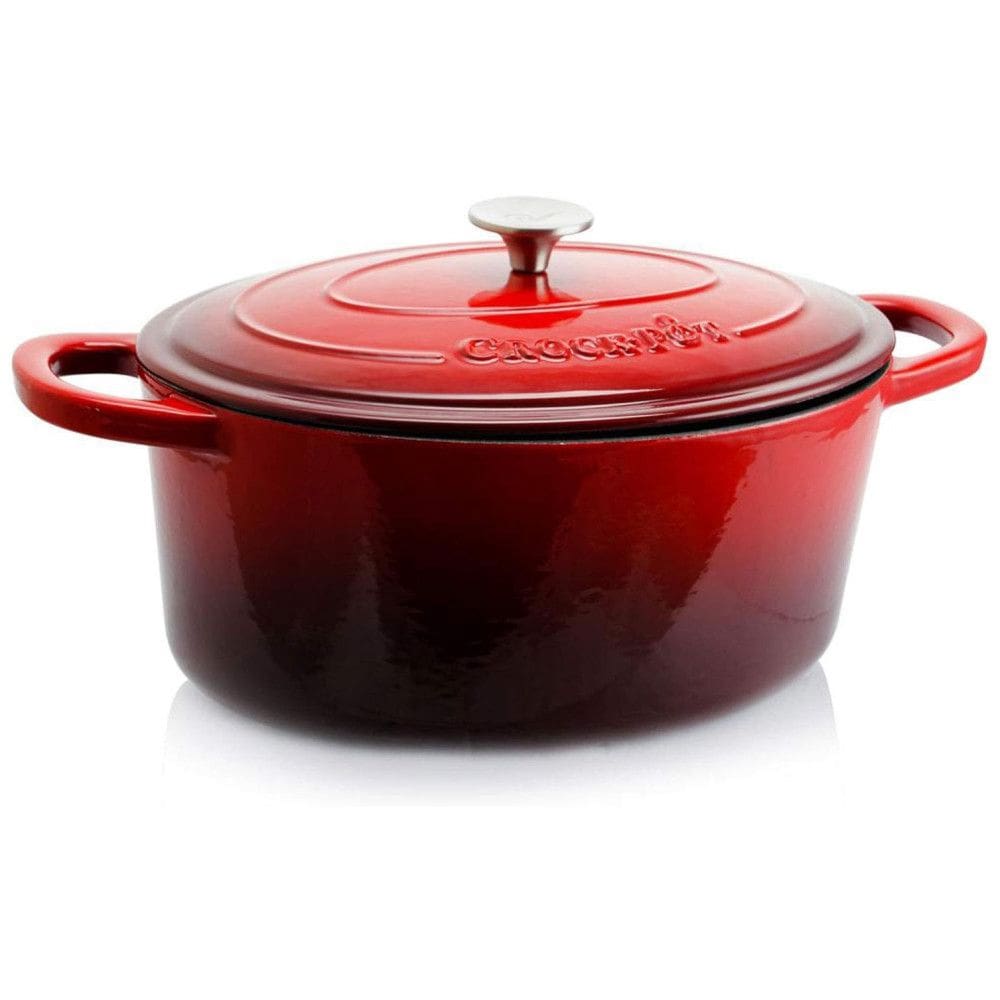 Panela de Ferro Fundido Oval 8 Litros Forno Holandês Esmaltado e Antiaderente, CROCK POT 69147.02, Vermelho