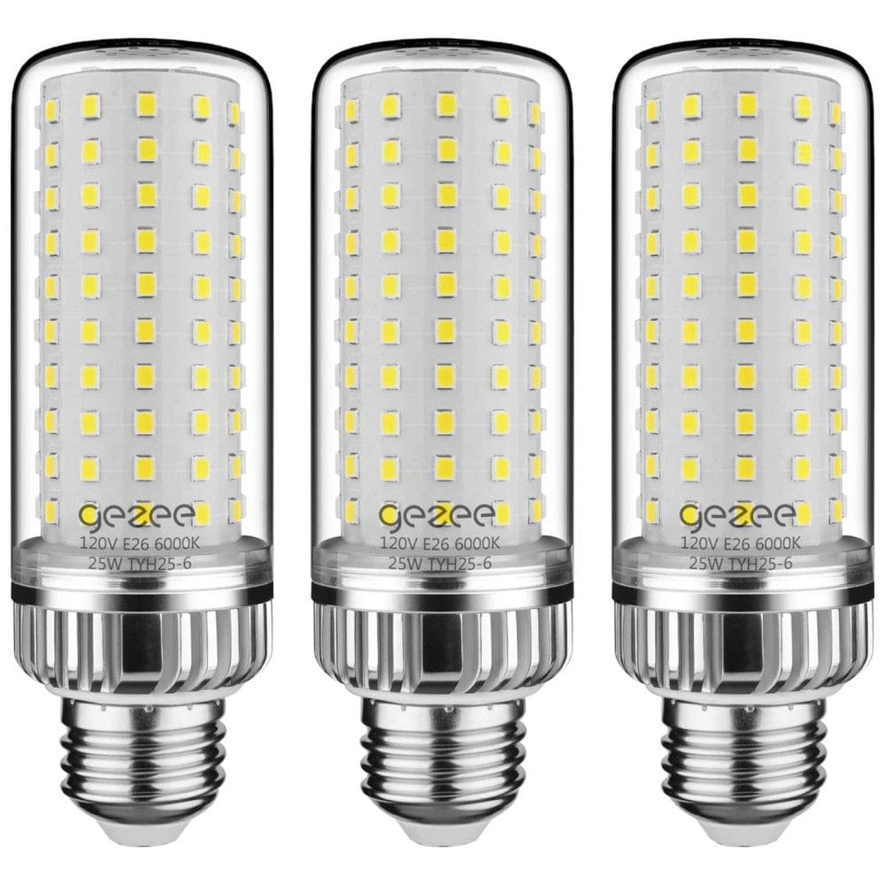 Lâmpada LED 200W 2500 Lumens 6000K Branca com Base E26, 3 Unidades, GEZEE, Prateado