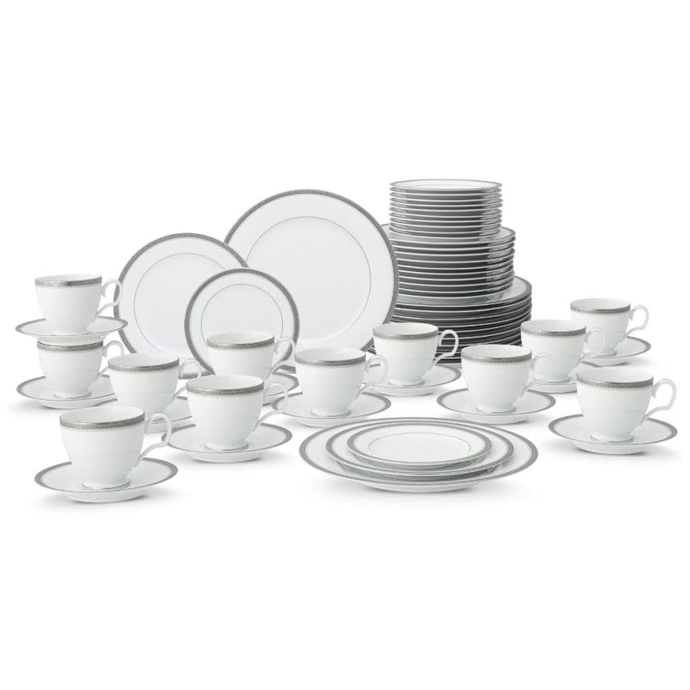 Aparelho de Jantar Completo para Todas as Ocasiões com 60 Peças, Formato Redondo e Material de Porcelana, Noritake, Branco