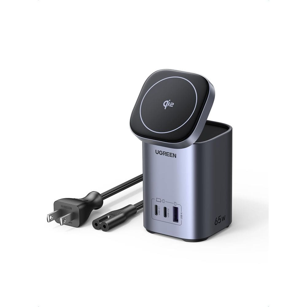 Estação de carregamento UGREEN Nexode 65W GaN com 15W Qi2 Wireless