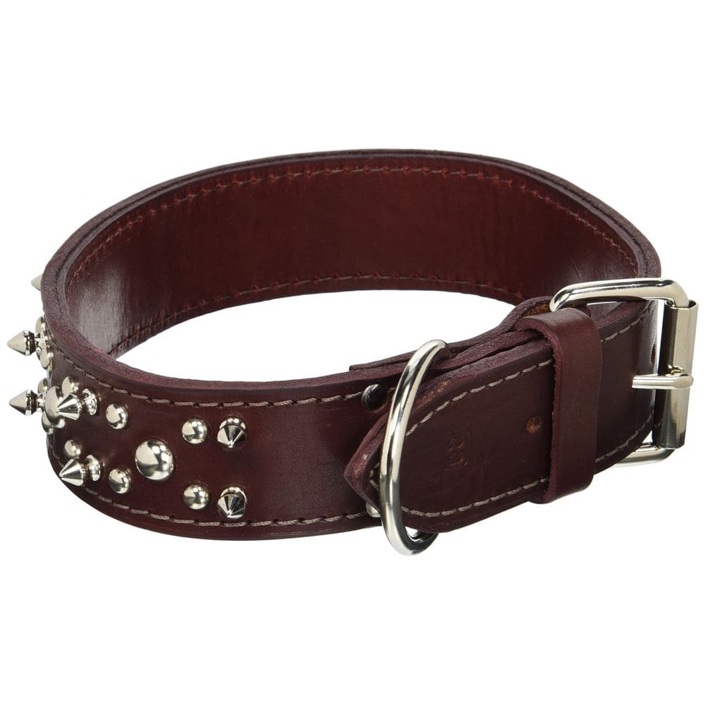 Coleira para cães OmniPet Leather com pontas cravejada 4,5x71 cm GG Borgonha