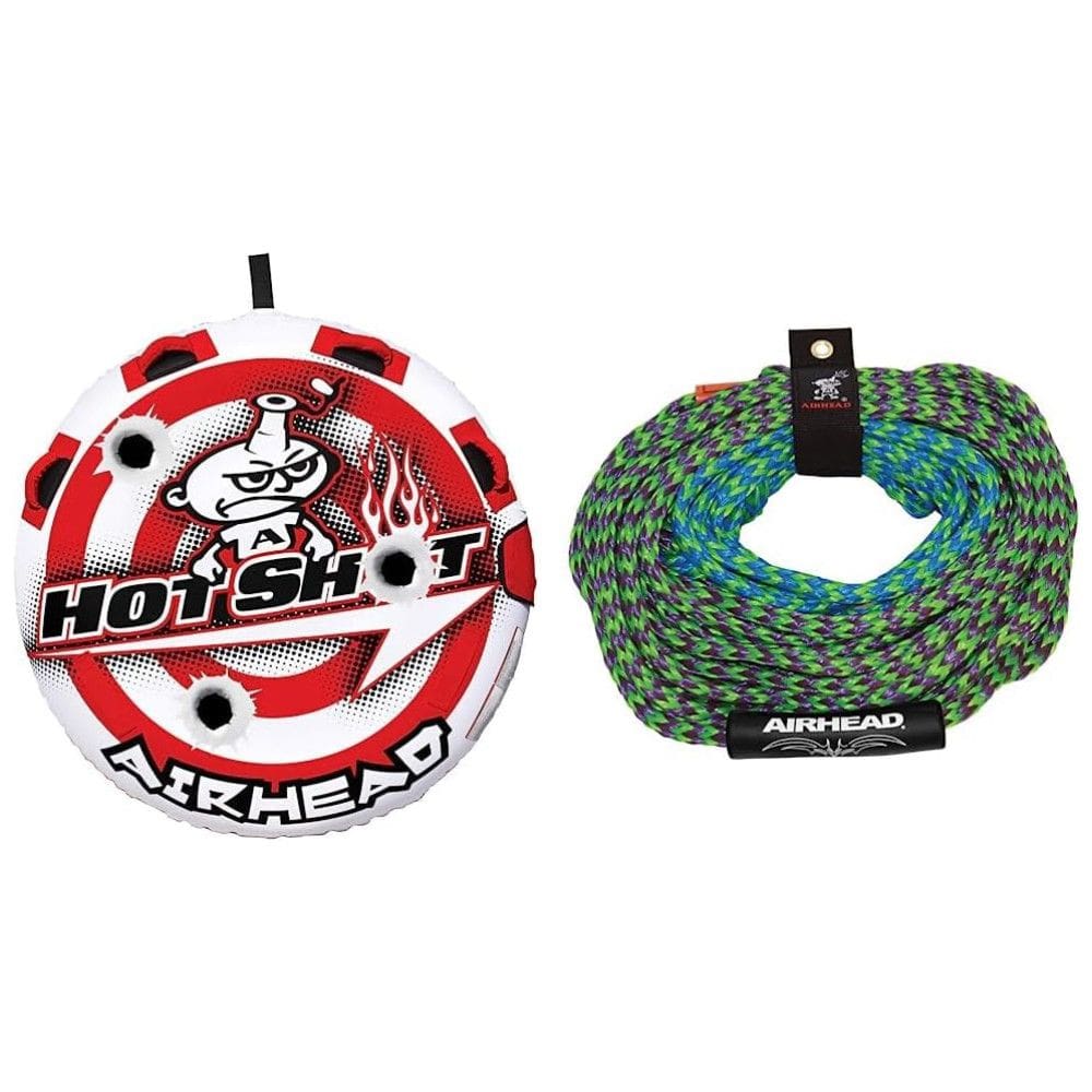 Boia Rebocável para 1 a 2 Pessoas com Costura Dupla e Válvula de Segurança de Velocidade, Inclui Corda, Airhead, Branca e Vermelha