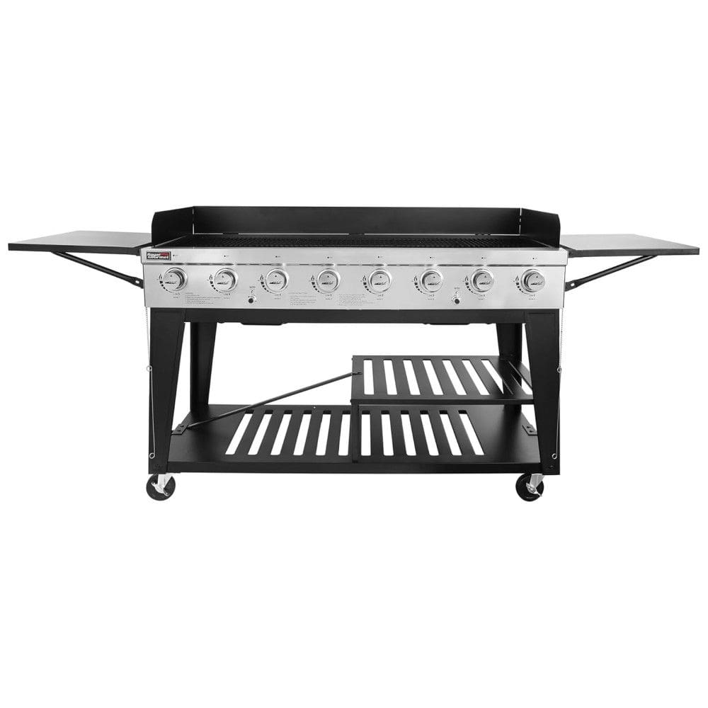 Churrasqueira a Gás 104.000 BTU com 8 Queimadores e Mesas Laterais em Aço Inoxidável, ROYAL GOURMET GB8001B, Preto