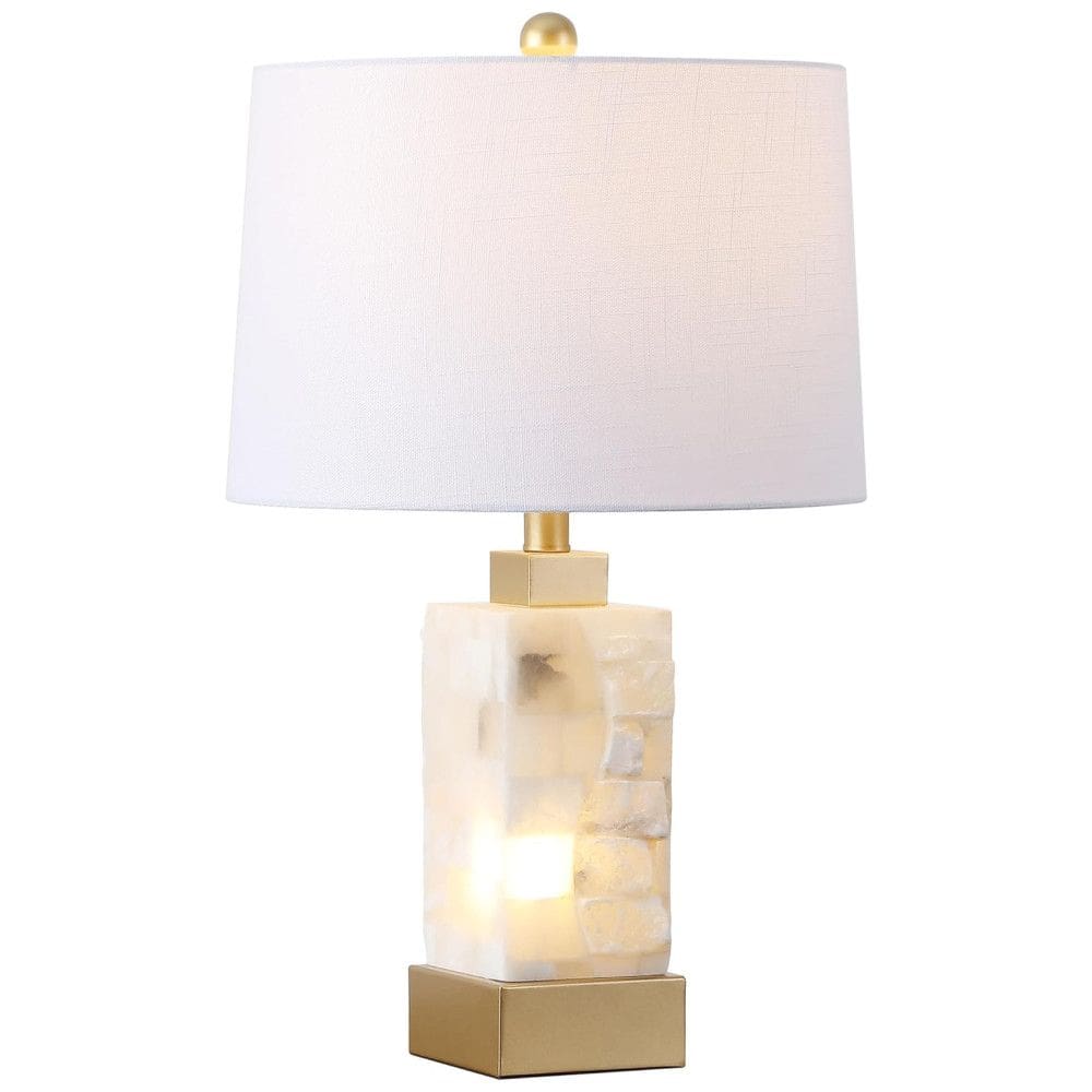 Abajur Luminária de Mesa em Alabastro e Metal, Estilo Contemporâneo Transicional com 58 cm de Altura para Quarto, Sala de Estar