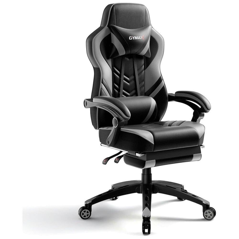 Cadeira Gamer Ergonômica e Reclinável com Apoio Lombar e Cabeça, POWERSTONE, Preto