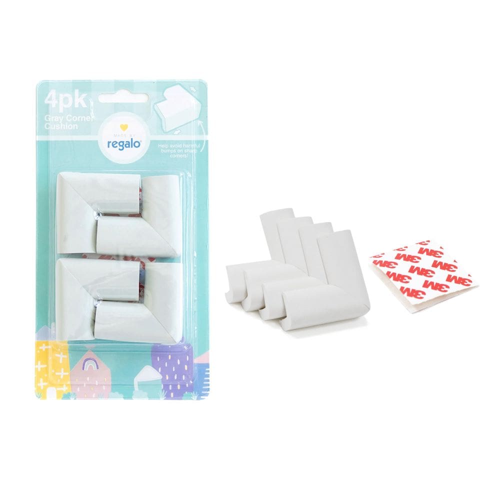Almofada de canto de segurança doméstica, pacote com 4 unidades, Regalo Grey, à prova de crianças