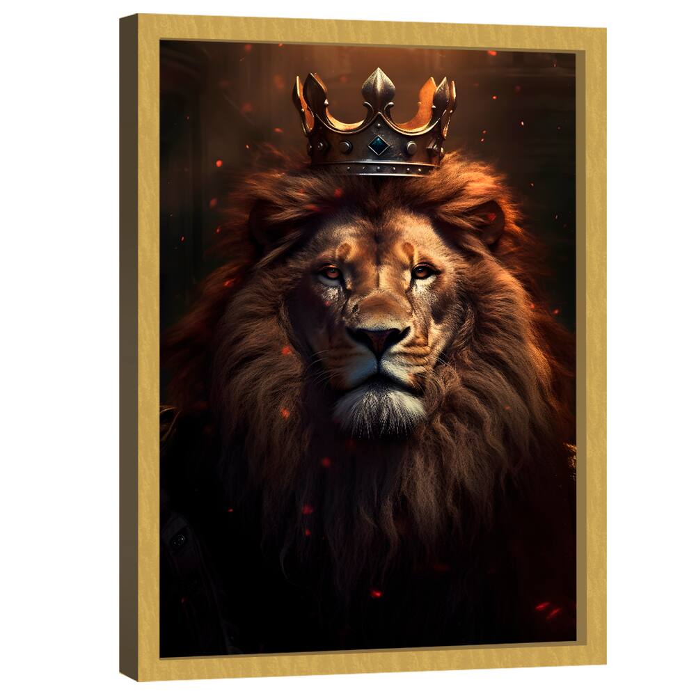 Quadro Decorativo Leão com a Coroa de Rei