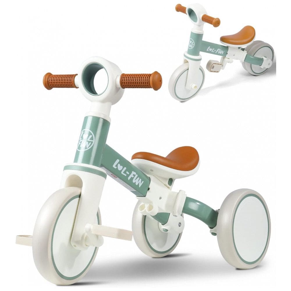 Bicicleta sem Pedal Infantil com 3 Rodas para Crianças de 1 a 4 Anos, LOL FUN, Verde