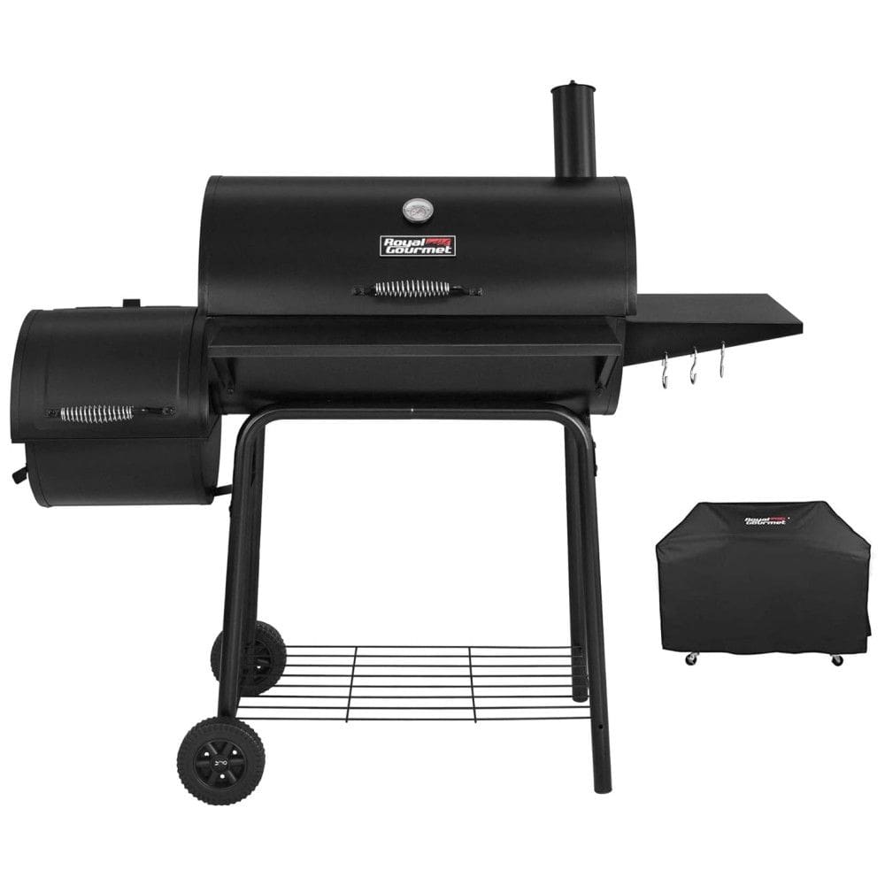 Churrasqueira a Carvão com Mesa Lateral, Defumador e Capa Protetora, ROYAL GOURMET CC1830SC, Preto