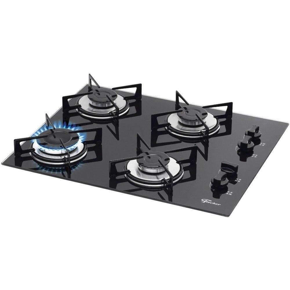 Cooktop 4 Bocas Fischer com Mesa de Vidro Superautomático, Preto - Bivolt
