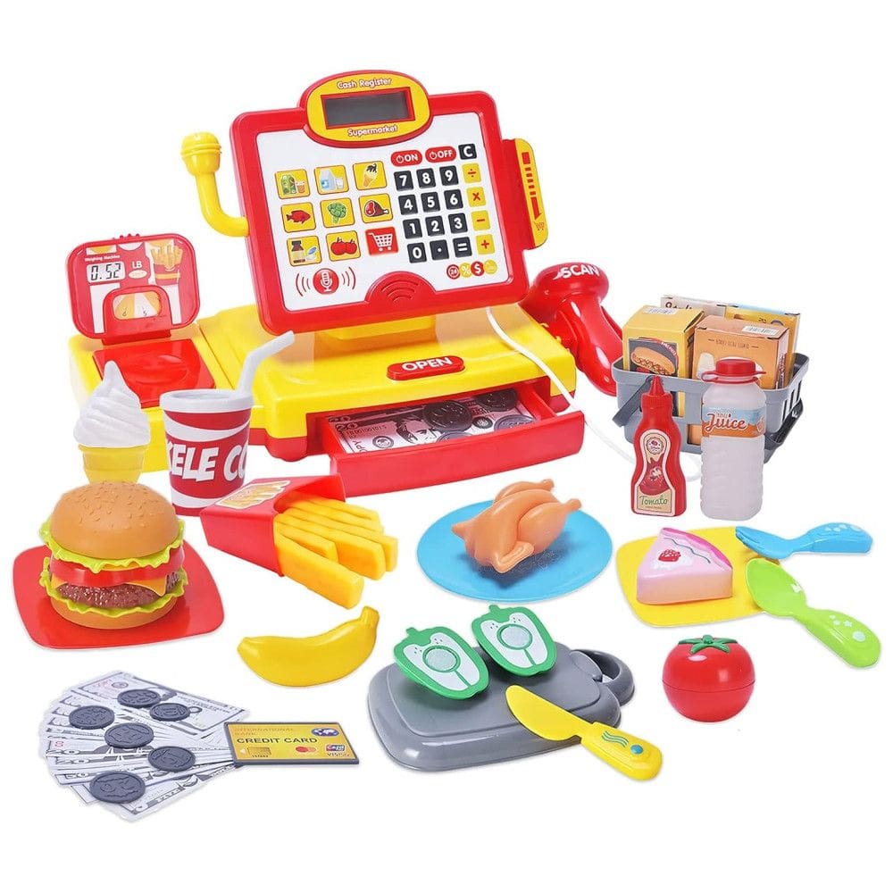 Caixa Registradora FS com Leitor de Código, Calculadora e Microfone para Crianças 3-8 Anos