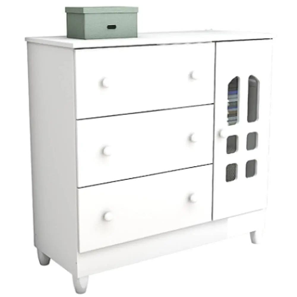 Cômoda Fraldário Eloa 1 Porta 3 Gavetas Carolina Baby Cor Branco