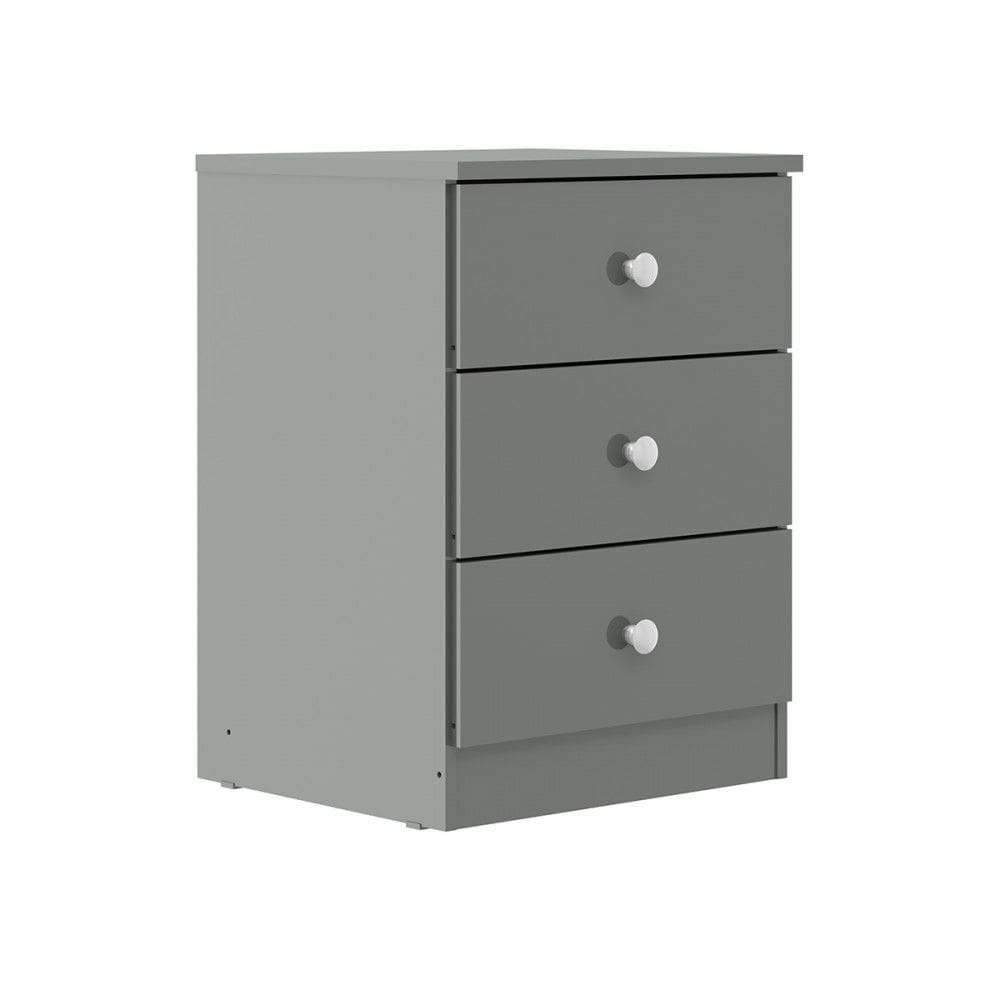 Gaveteiro para Quarto Pequeno 3 Gavetas 40x55cm Cinza 6509