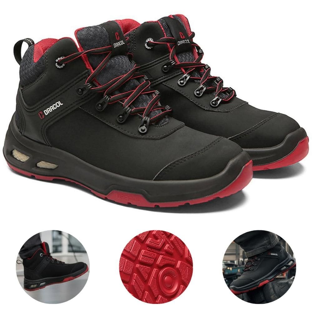 Bota Botina De Segurança Cano Alto Bico Plástico Detroit Pro CA 48397 Bracol