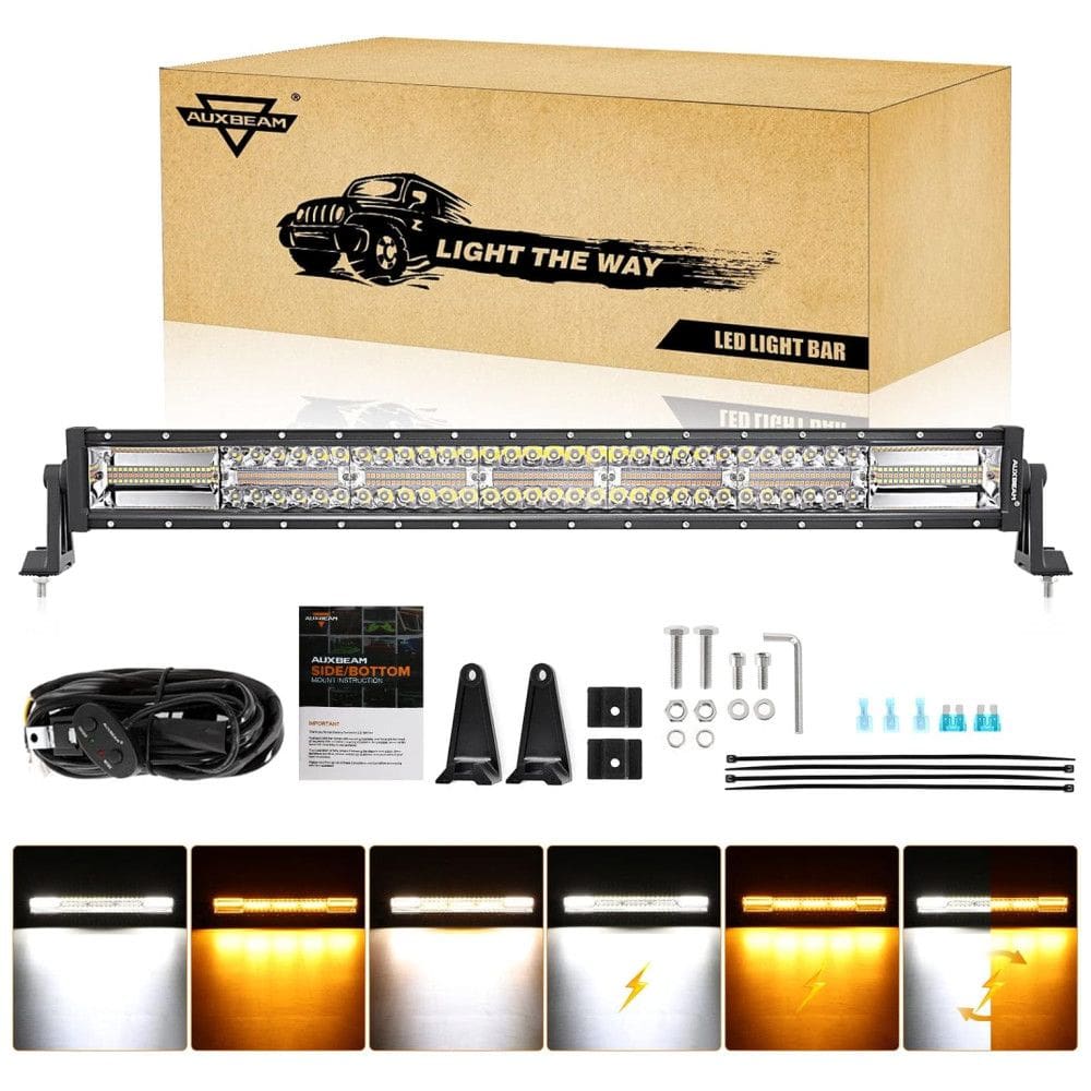 Barra LED Offroad com 18000 Lúmens e 2 Cores de Luz, 180W, Auxbeam, Preto