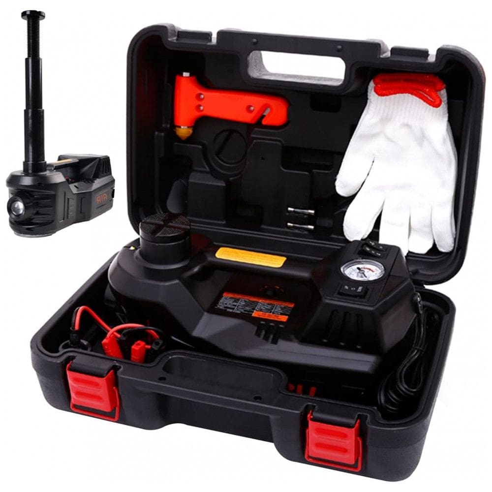 Macaco Elétrico Hidráulico ROGTZ 5 Ton 12V Portátil Elevação até 45 cm com Bomba Infladora de Pneus para Troca de Pneus de Veículos com Luz