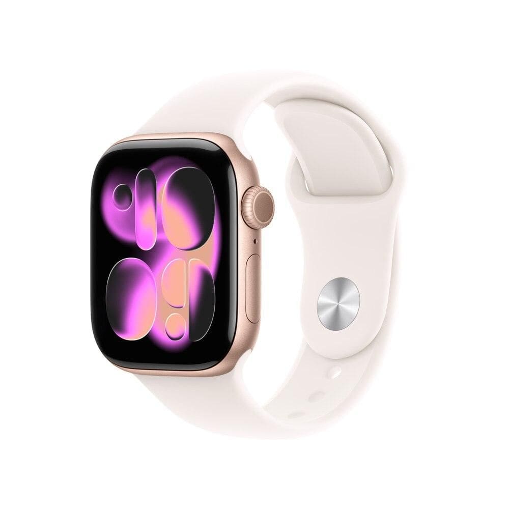 Apple Watch Series 11 GPS - Caixa cor de ouro rosa de alumínio – 42 mm - Pulseira esportiva blush-clara – P/M