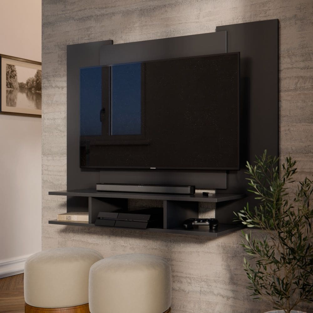 Painel Suspenso 8420 Para TV até 50 Polegadas Preto EJ Móveis