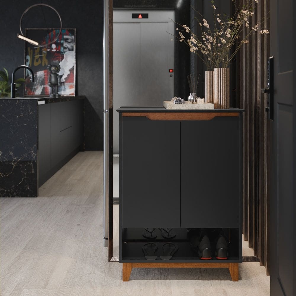 Sapateira Hall Flow Preto EJ Móveis