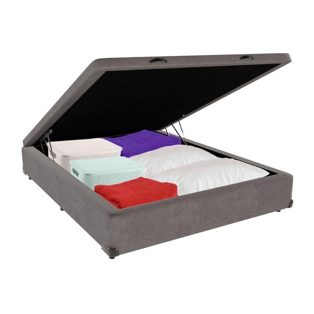 Cama Box Baú Casal Cinza V-store 138x188x44