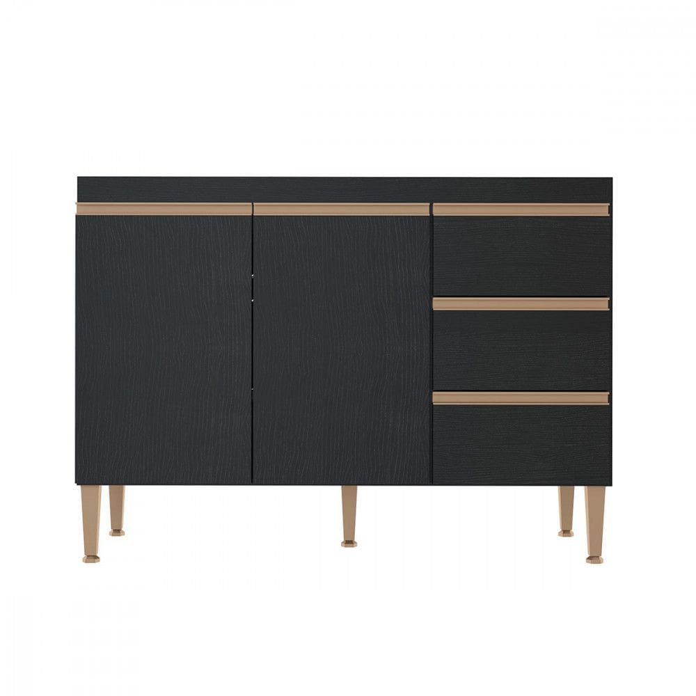 Balc?o para Pia de Cozinha com 2 Portas 3 Gavetas 120x52cm Sabrina MDP 0449 Menu M?veis