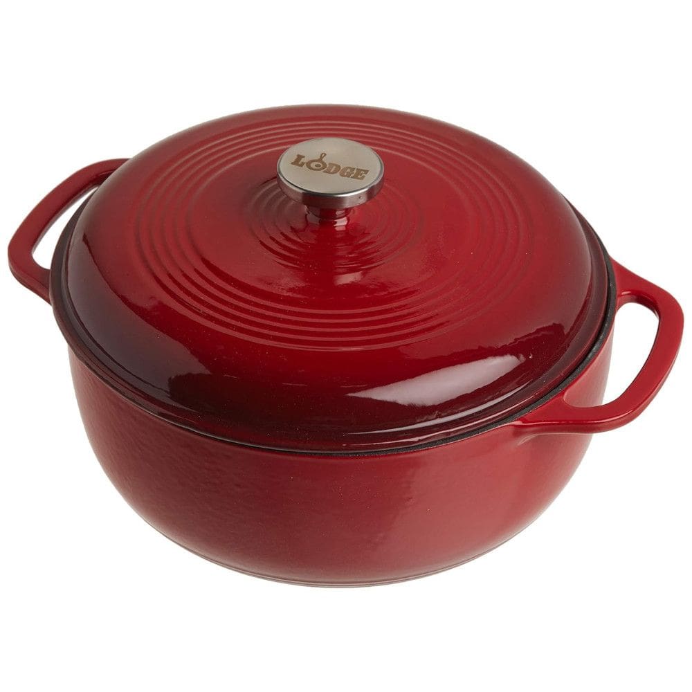 EC6D43 Panela de Ferro Fundido 6 Litros Forno Holandês Esmaltado e Antiaderente, LODGE EC6D43PLT, Vermelho