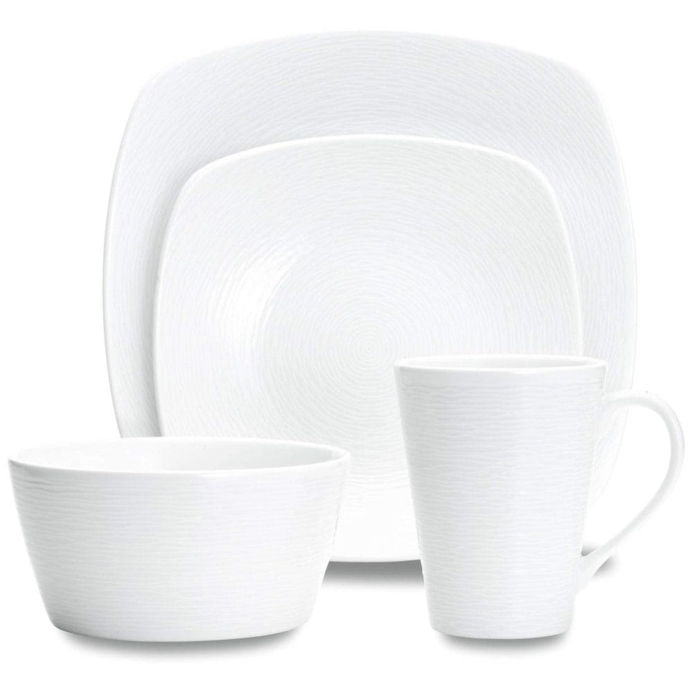 Aparelho de Jantar, Elegância e Sofisticação Para Sua Mesa com 4 Peças, Formato Quadrado e Material de Porcelana, Noritake 43813-04P, Branco
