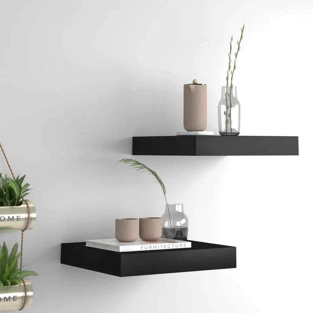 Prateleiras de parede VidaXL Floating Black 23x23,5x4cm MDF 2 peças