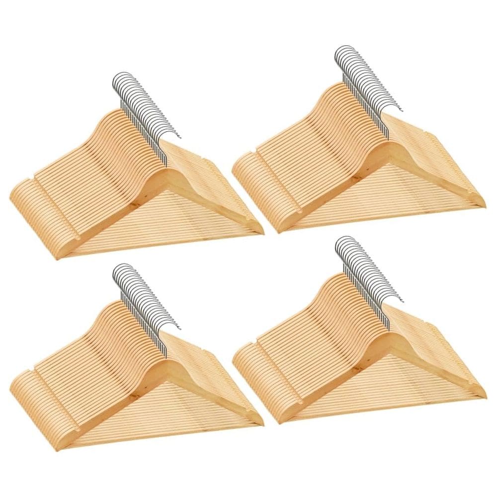 Conjunto de cabides para roupas vidaXL, leve, antiderrapante, madeira dura, 100 unidades