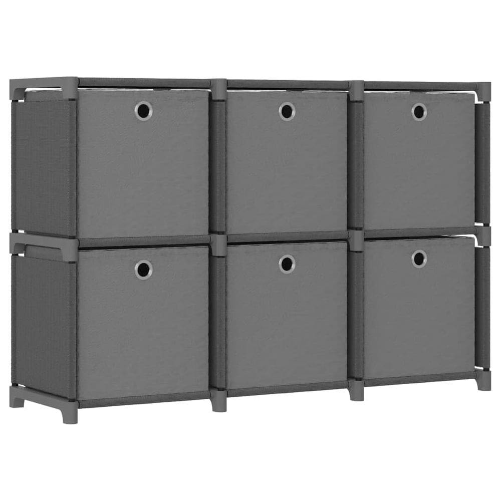 Prateleira de exposição VidaXL Grey 6-Cube com caixas de tecido 40,6x11,8x28,5 cm