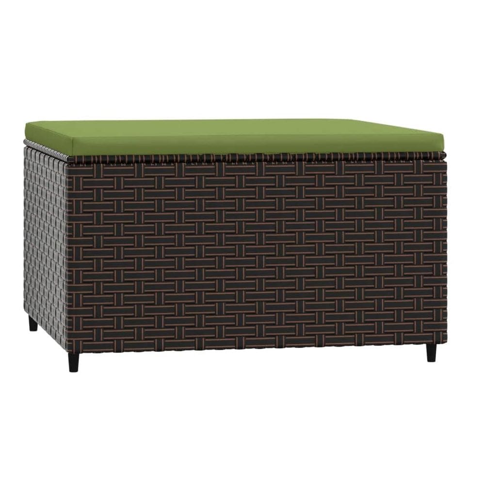 Apoio para pés de pátio vidaXL Brown Poly Rattan com almofada verde