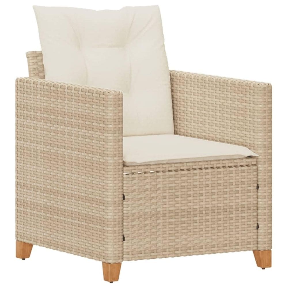 Cadeira de jardim vidaXL Poly Rattan Beige com almofadas 61x67x69 cm