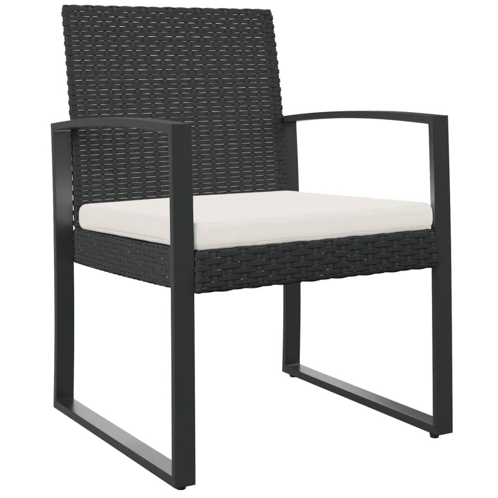 Conjunto de cadeiras de jantar de pátio vidaXL Black PP Rattan Steel Frame