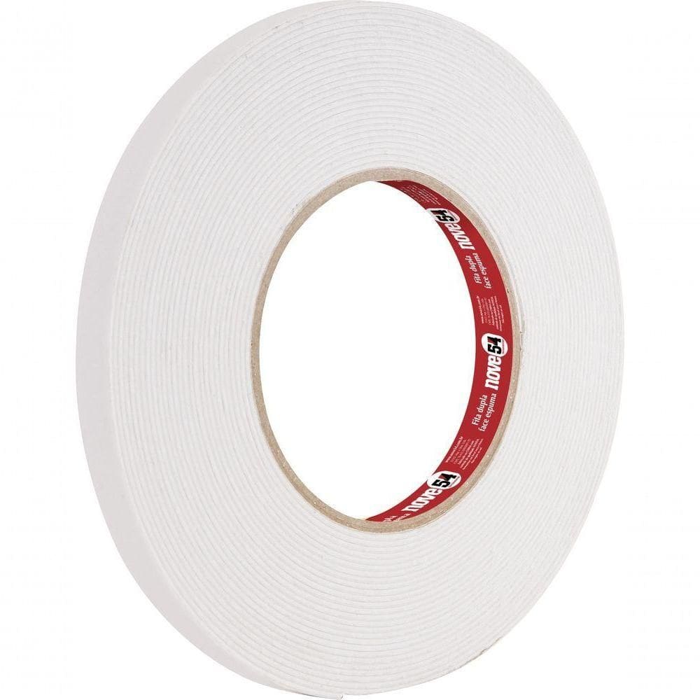 Fita Dupla Face Espuma 12mmx1,5m Branca - Nove54