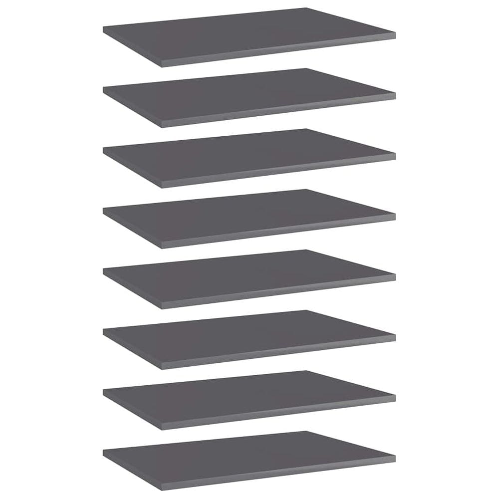 Estante de livros vidaXL Modern High Gloss Grey 60x40x1,5 cm Pacote 8
