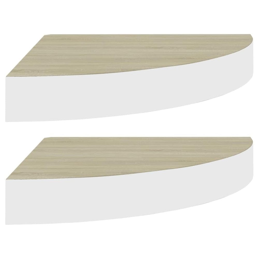 Prateleiras de canto de parede VidaXL em carvalho/branco 13,7 x 13,7 x 1,5 cm, 2 unidades