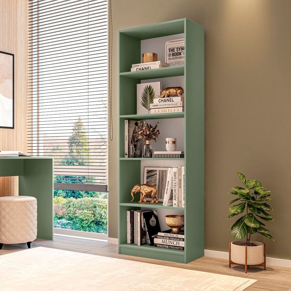 Estante para Livros Multiuso 5 Nichos 175x52cm Montreal Yescasa Verde