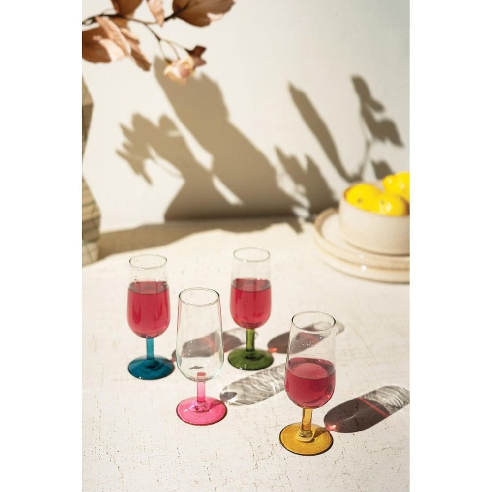 Juego de 4 copas aperitivo Kalalou con tallos de colores
