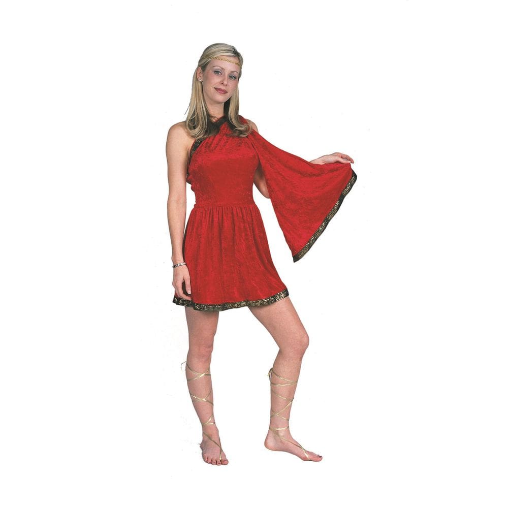 Fantasia RG Costume Roman Toga Feminina Pequena Vermelha
