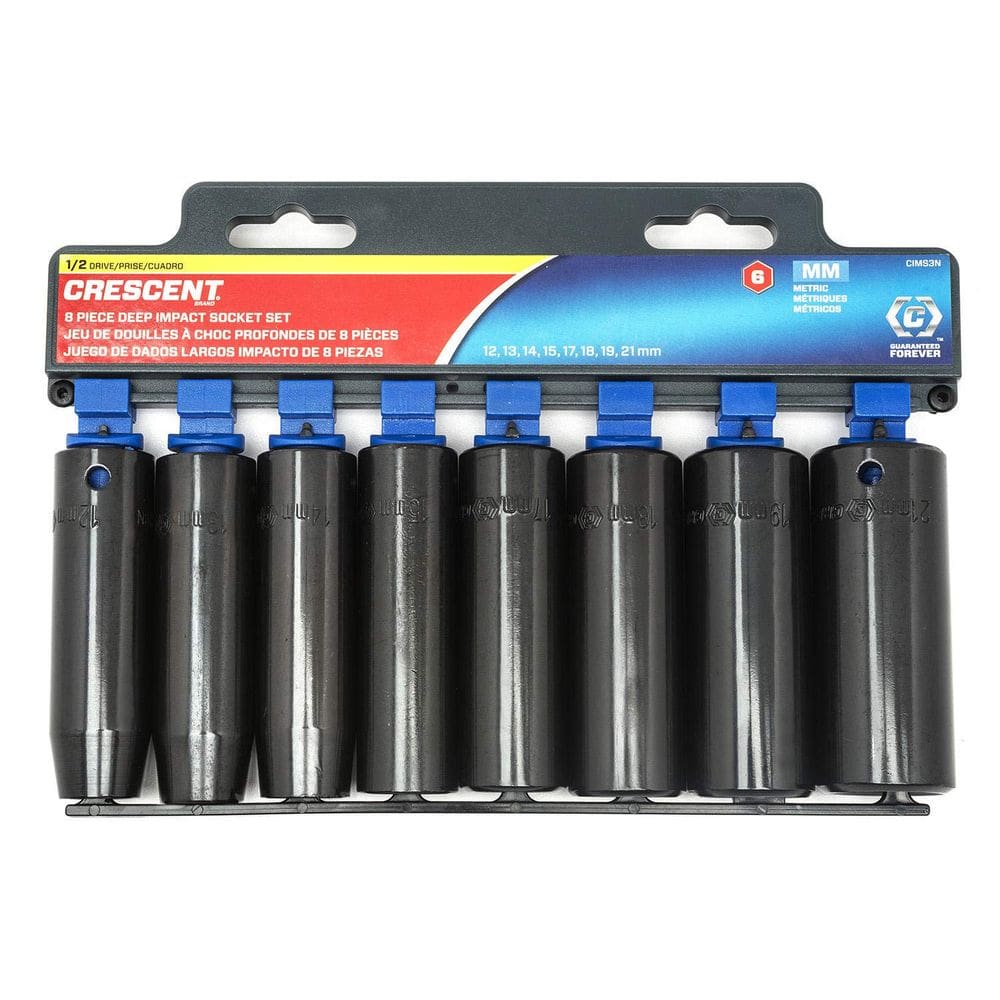 Conjunto de soquetes Crescent CIMS3N, 8 peças, 1/2” Drive Metric