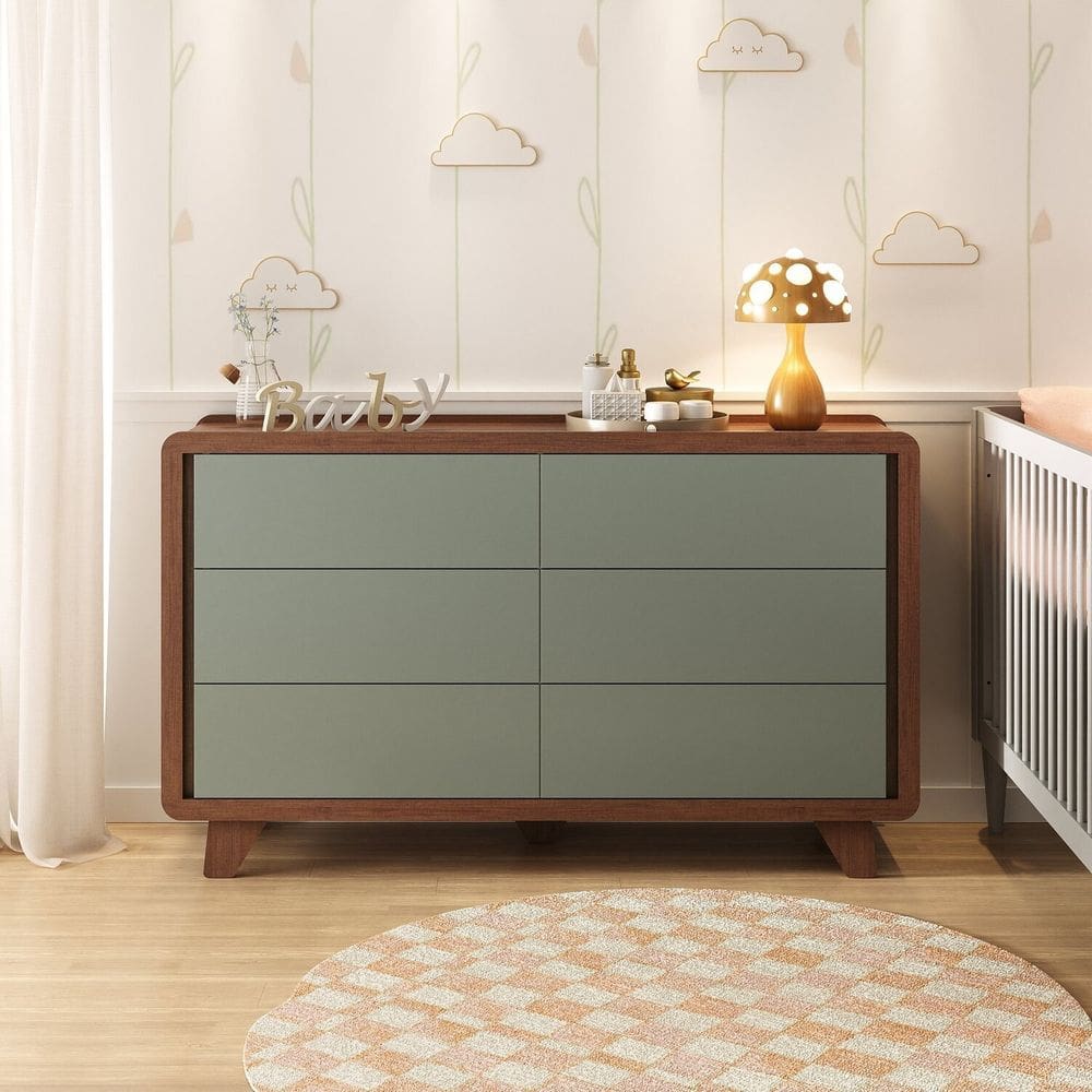 Cômoda Infantil 6 Gavetas 100% Mdf Premium Mabel Verti/ Castanho