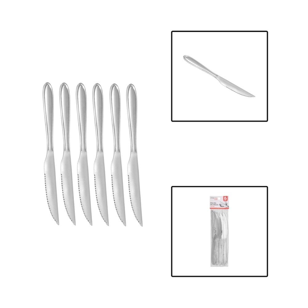 Kit 6 Facas De Mesa Aço Inox Jogo Talheres