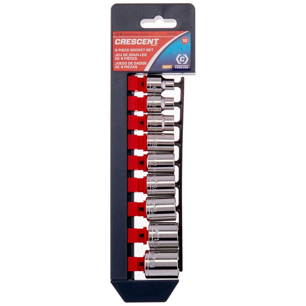 Conjunto de soquetes Crescent CSAS4N 9 unidades 3/8” Drive 12 Pt SAE