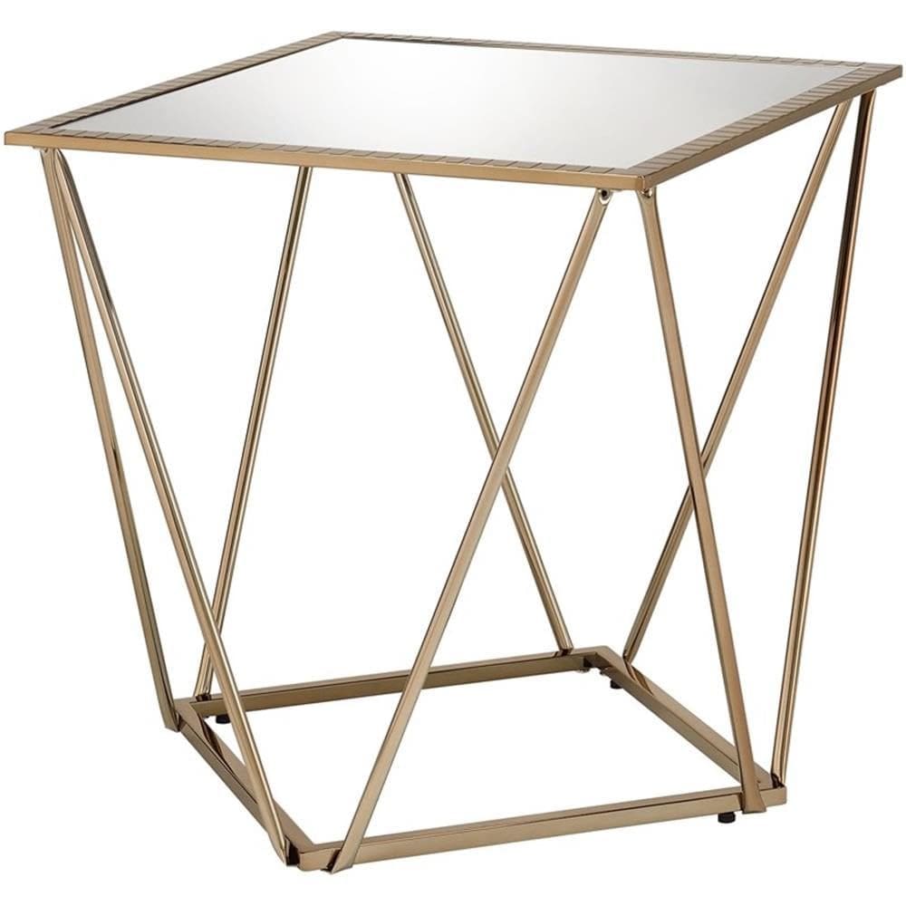 Mesa Acme Fogya Square Glass Top Espelhado Champagne Gold